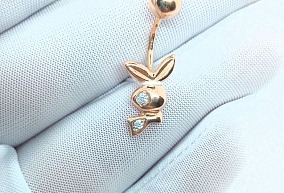 Золотой пирсинг с синтетическим камнем