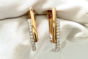 Золотые серьги с фианитами