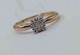 Золотое кольцо с бриллиантами р-р 17