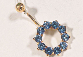 Золотой пирсинг с фианитами